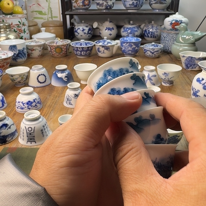 胡****）青花瓷器杯子茶具
