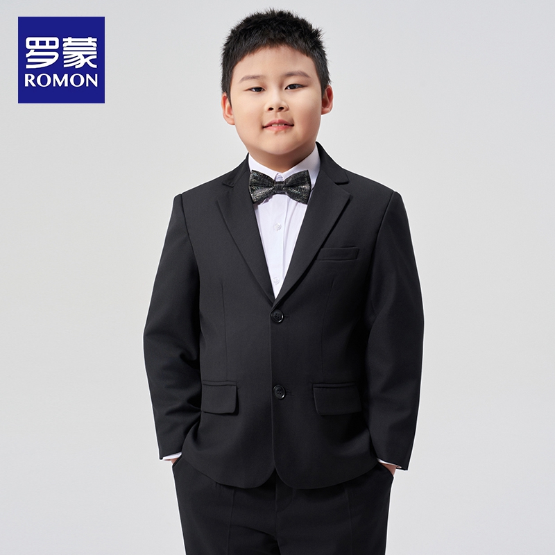 【胖童专属】罗蒙儿童西装套装男童加肥加大西服主持人礼服演出服