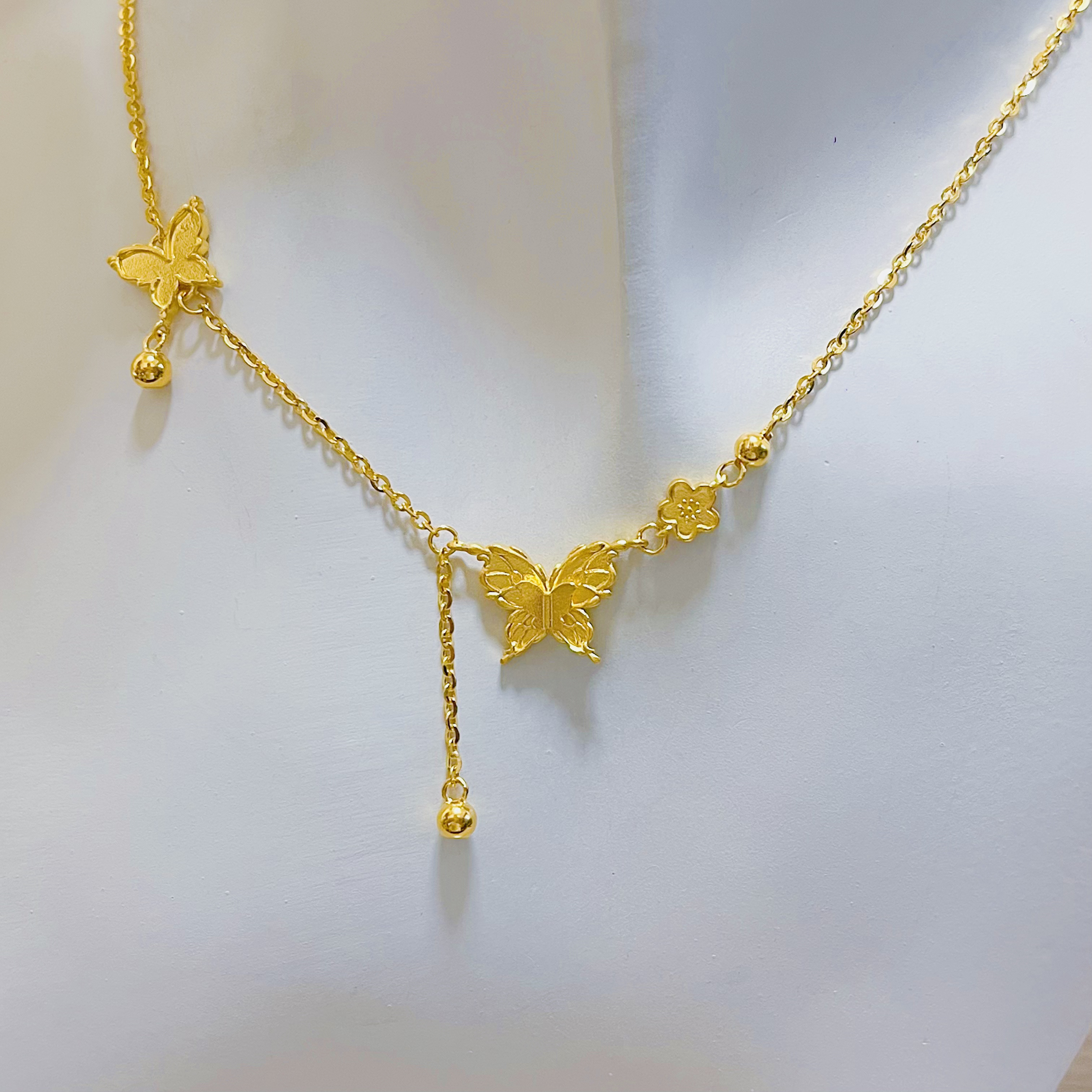 足金999蝴蝶翩飞套链中古时尚国潮