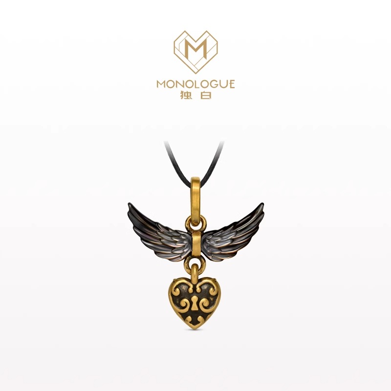 【MONOLOGUE独白】爱特天使叛逆天使复古黄金爱心吊坠@MR1916