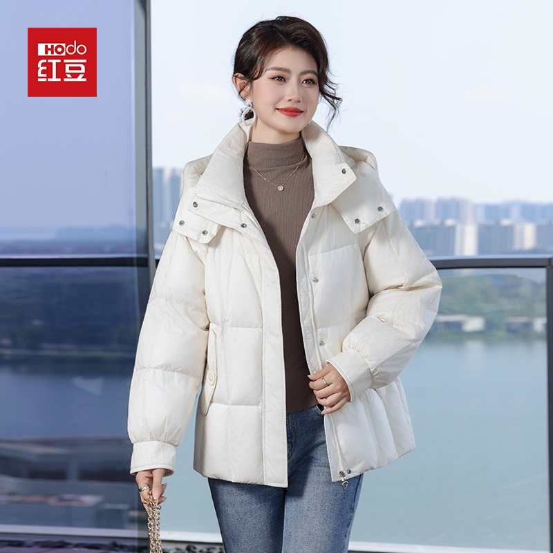 Hodo/红豆羽绒服女冬季新款中长款加厚连帽气质保暖时尚外套2022