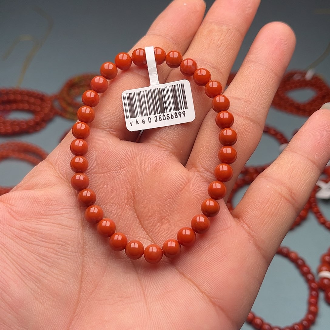 南红玛瑙未镶嵌手链柿子红卡6