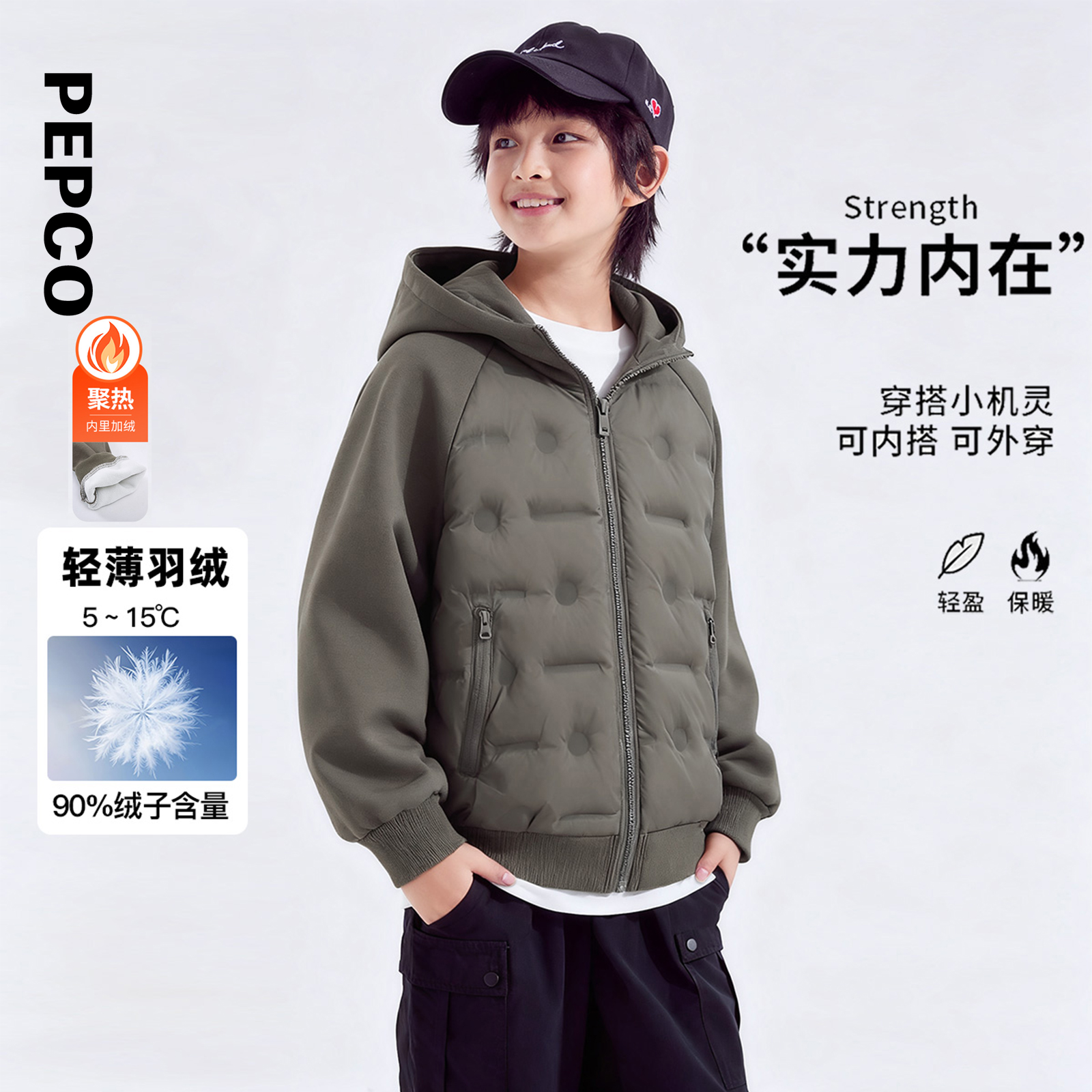 小猪班纳2025冬装新款男童轻薄羽绒服中大童女童羽绒服832547129