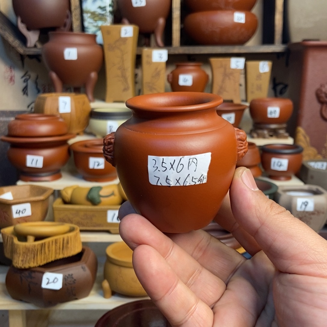 紫砂花盆孙伟手拉胚，内口经尺寸