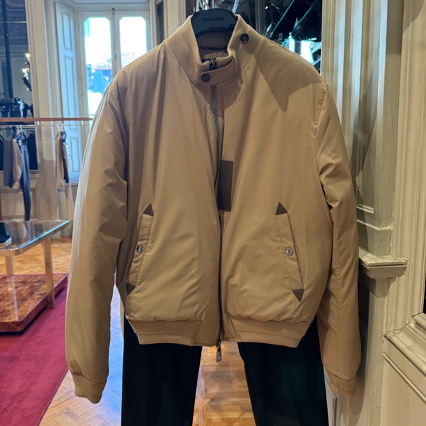 （可可在米兰）D...G新款意式剪裁流光风高保暖卡其色鹅绒羽绒服 