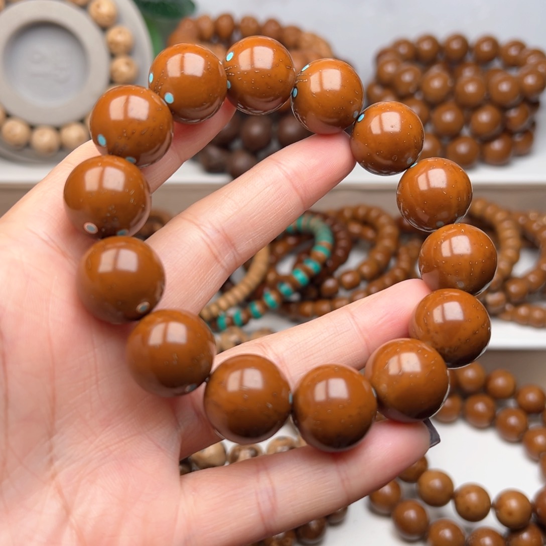 紫金鼠手串17.7光珠镶嵌手串