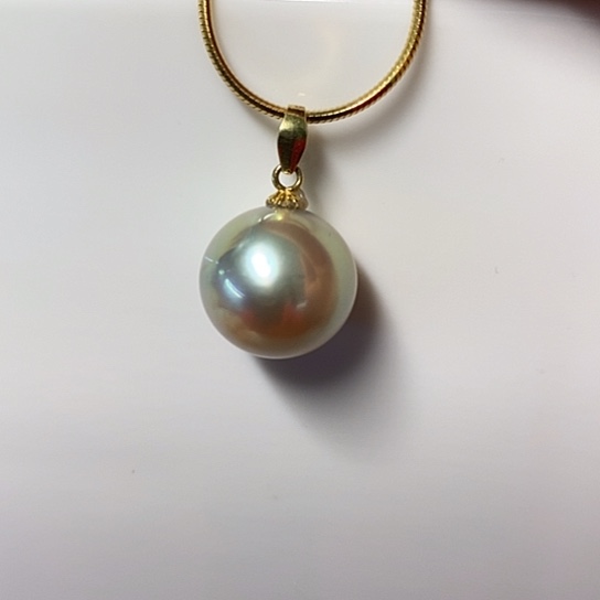 海水珍珠颈饰银S925镶嵌13.5