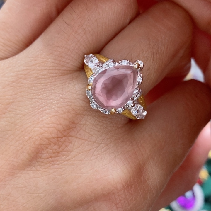 水晶戒指银S925镶嵌天然水晶戒指