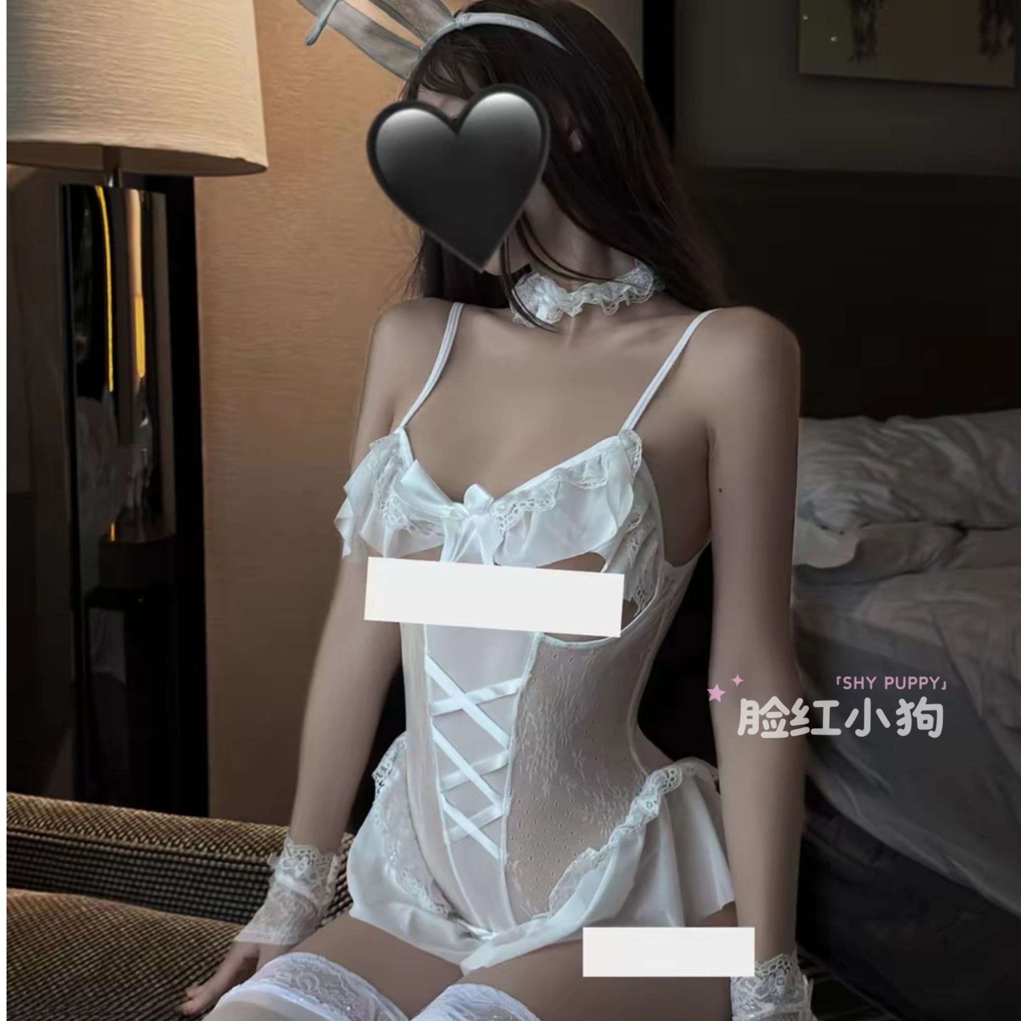 脸红小狗~80~190斤*兔兔饰品可调节带钢托吊带背心
