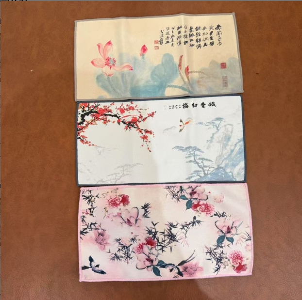 ZH3506-荷花茶巾+喜上眉梢茶巾+国色天香粉色茶巾