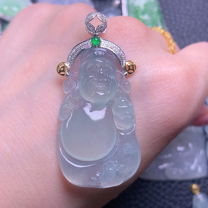 【闪购商品】翡翠18K金镶嵌颈饰铃*熹天然缅甸翡翠