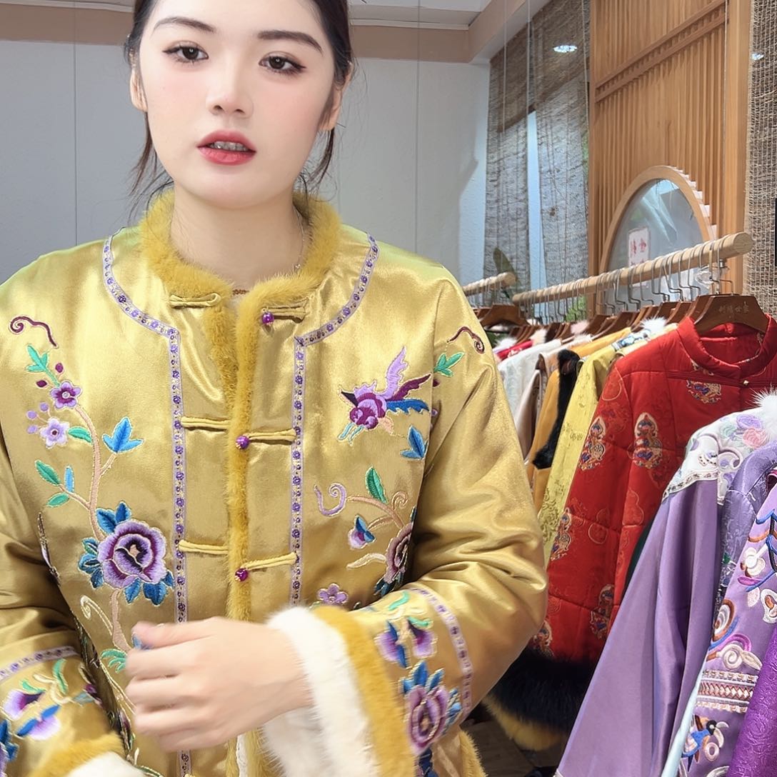 新中式女装醋酸水貂毛420