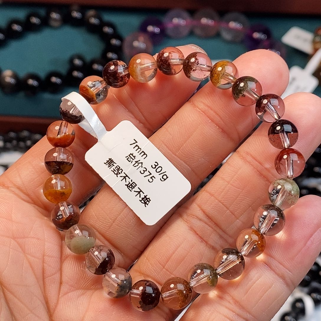 水晶手串未镶嵌四季幽灵7mm全透体
