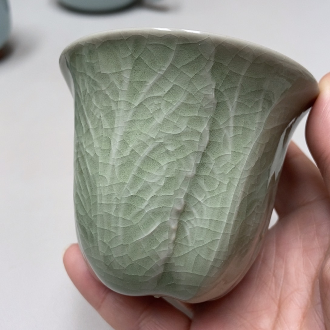 瓷赵琳豆绿支钉百财杯带礼盒