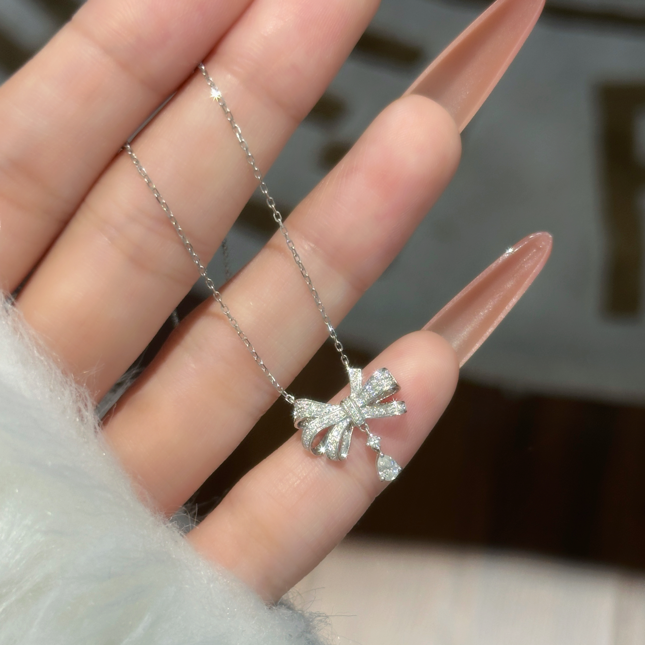 【QM珠宝】 0522重金  小水滴蝴蝶结项链ZSXL  a