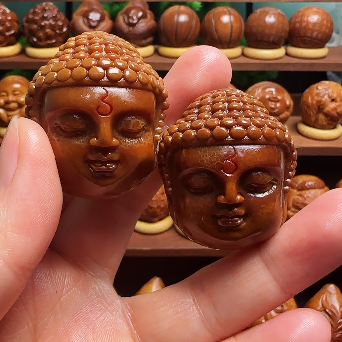 橄榄核手串/手链垫****界佛头一对