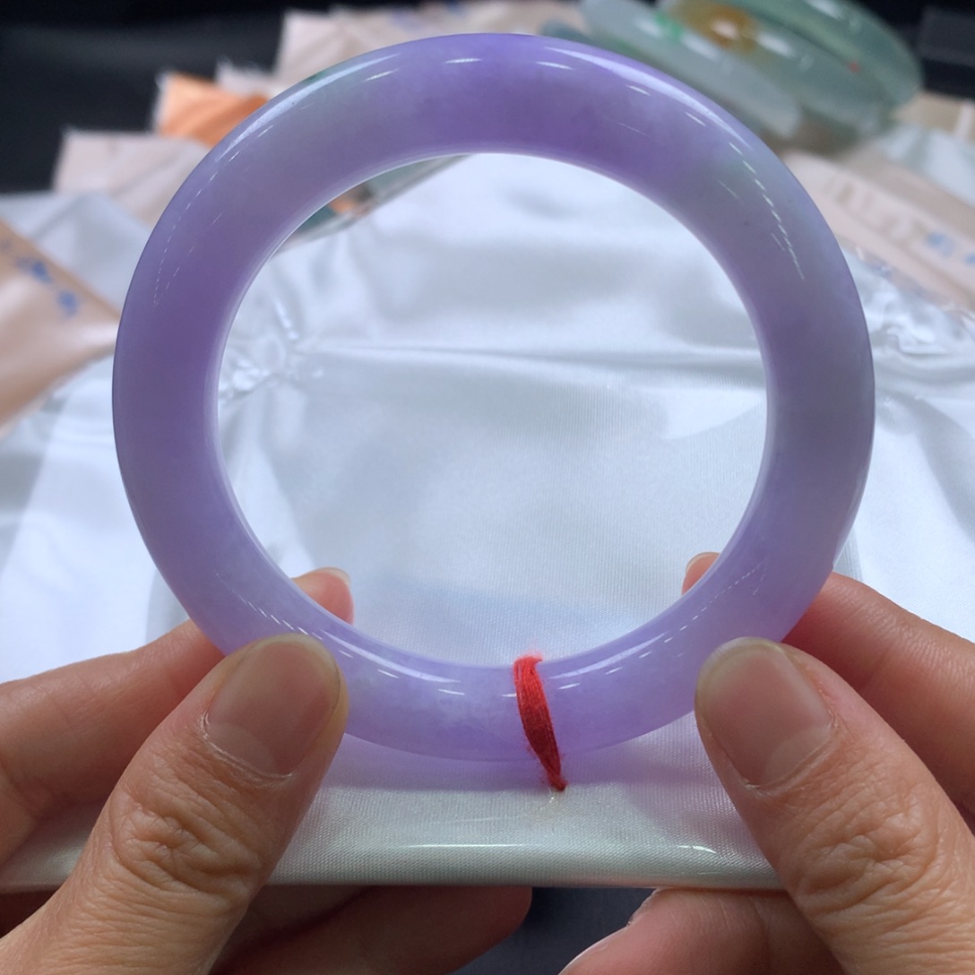 翡翠未镶嵌手镯16号满紫