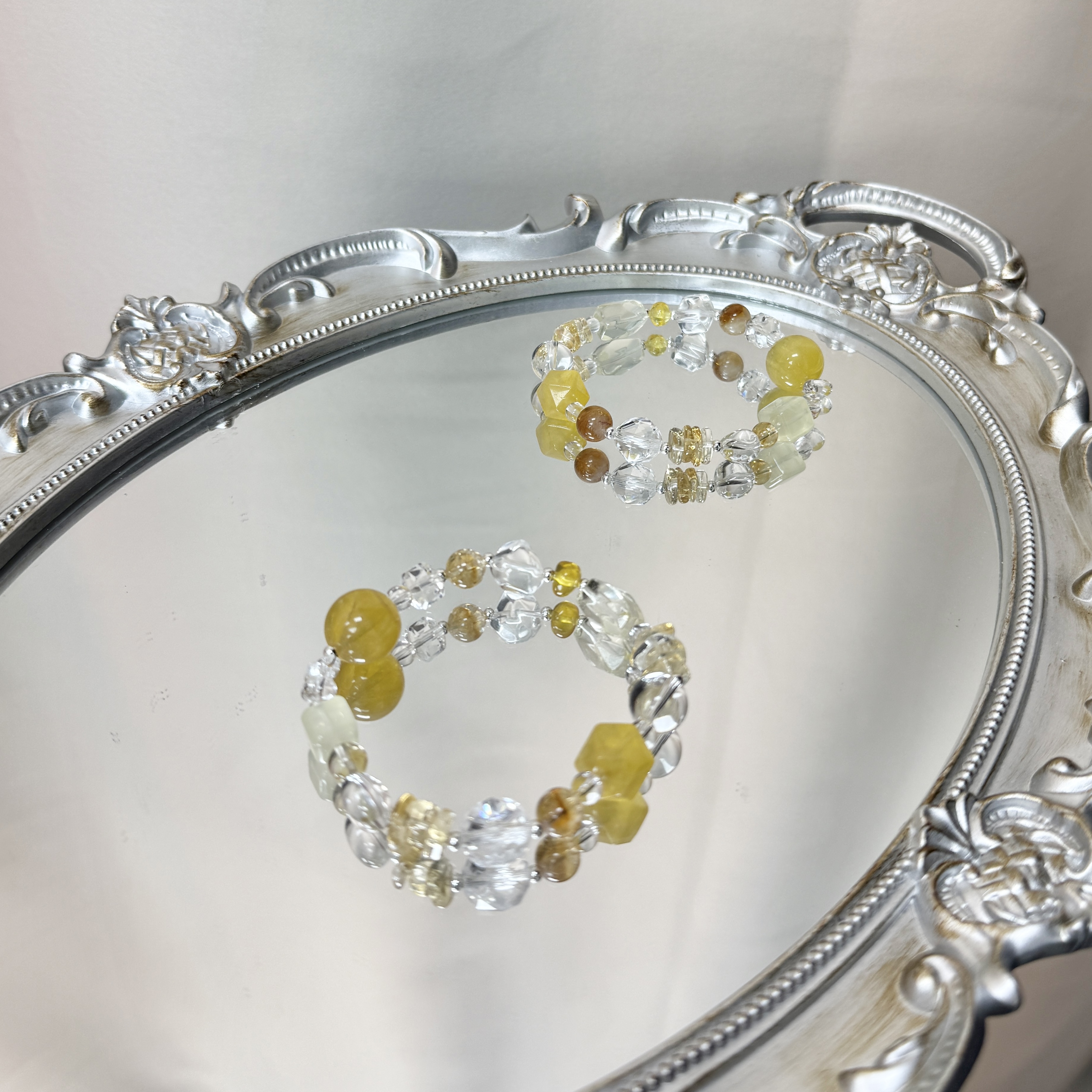 天然黄水晶14mm白水晶11mm手串