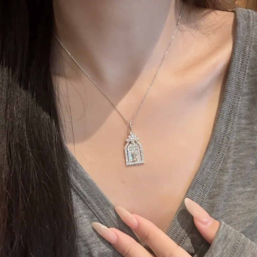 吊坠925银莫桑石 【幸福之门项链】 幸福之门项链 轻奢时尚百搭气质