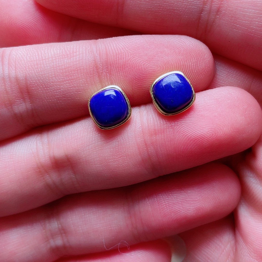 和田玉耳钉银S925镶嵌