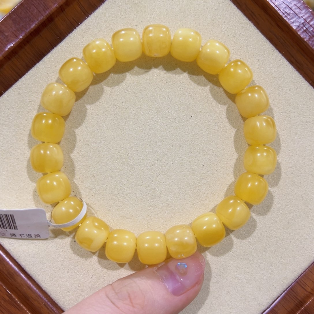 蜜蜡手链未镶嵌10.3m鸡油黄 未品控