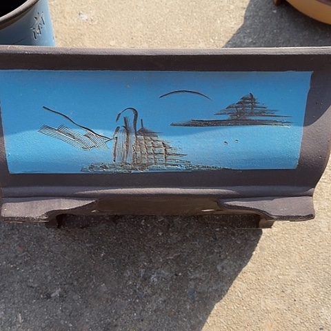 紫砂宜兴紫砂花盆40蓝马槽