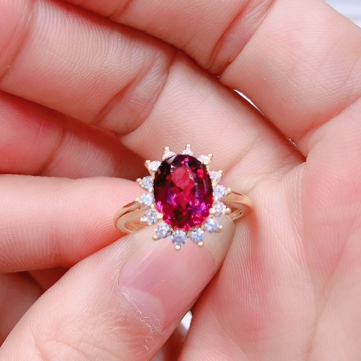 石榴石戒指银S925镶嵌7:3✖️9.4