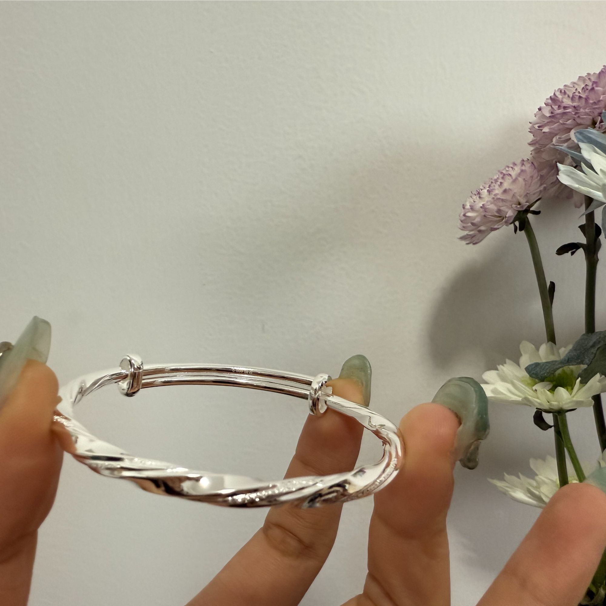 足银手镯 顺风顺水活口手镯足银999.9