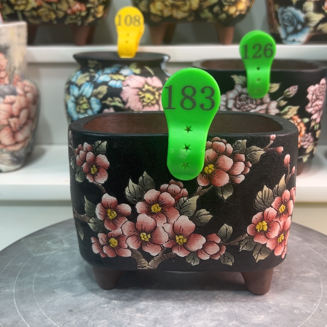 紫砂花盆手绘花盆183