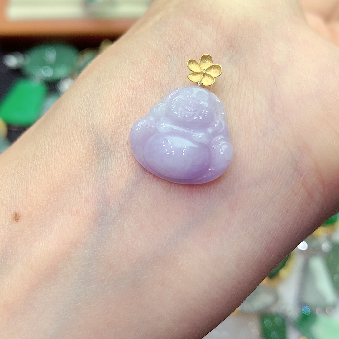 翡翠吊坠(不含链)18K金镶嵌