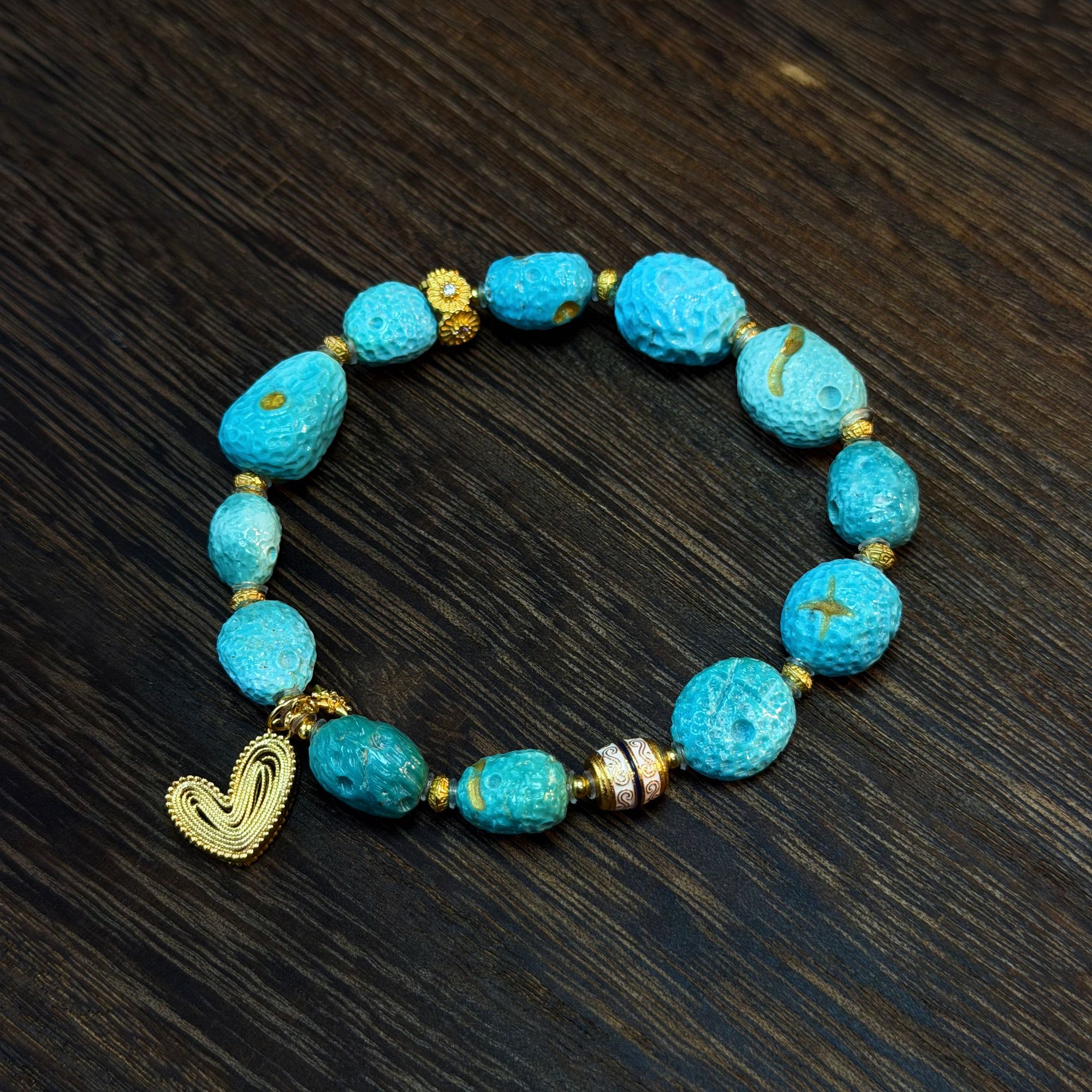 【Y】zx203912绿松石翠豆豆单圈手串diy银饰