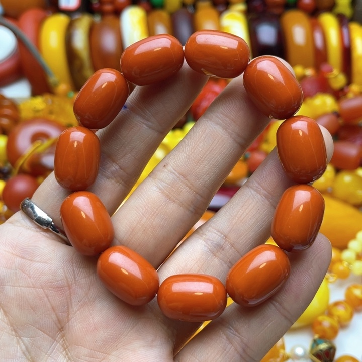 树脂制品28号橘红色手串