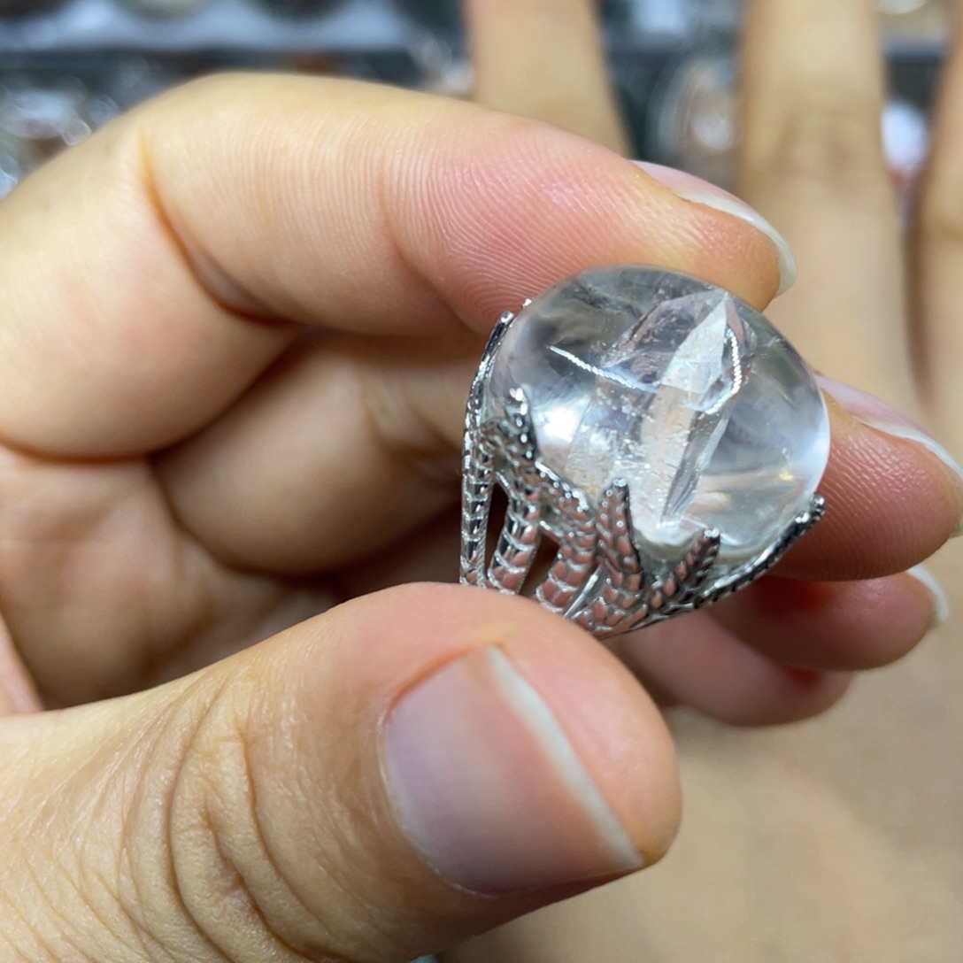 【闪购商品】银S925镶嵌珠宝半成品水晶戒指