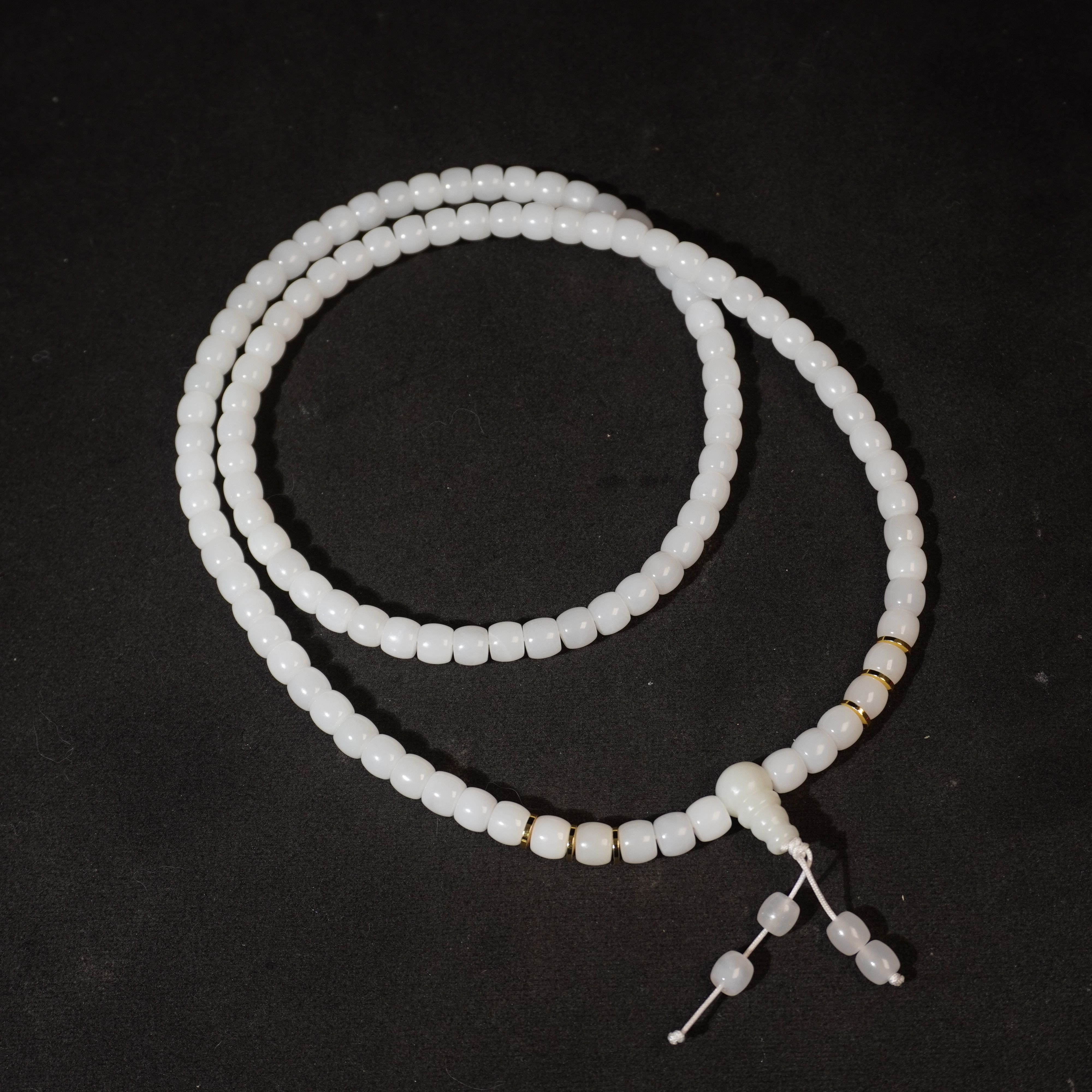 72G309  清  和田玉素面项链