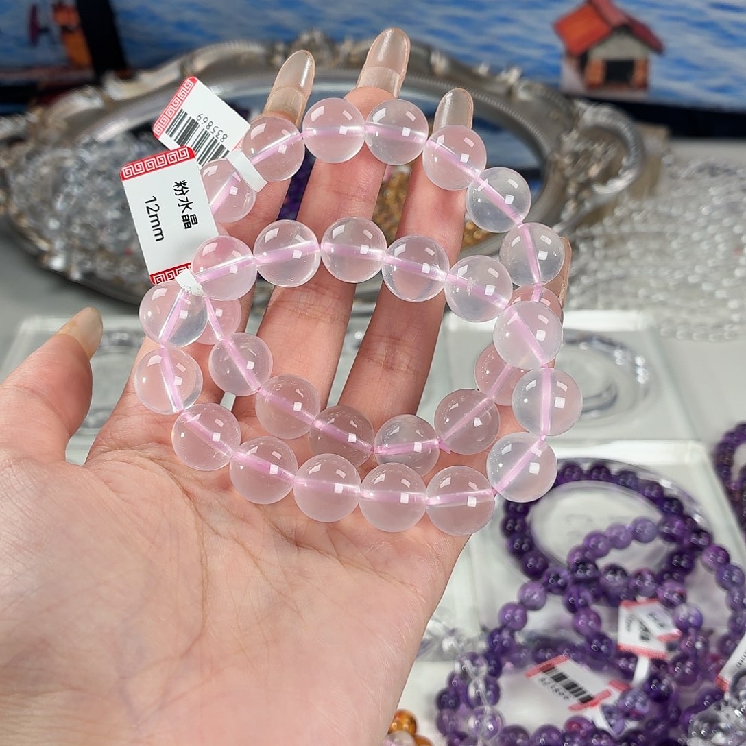 玉粉水12mm手串好成