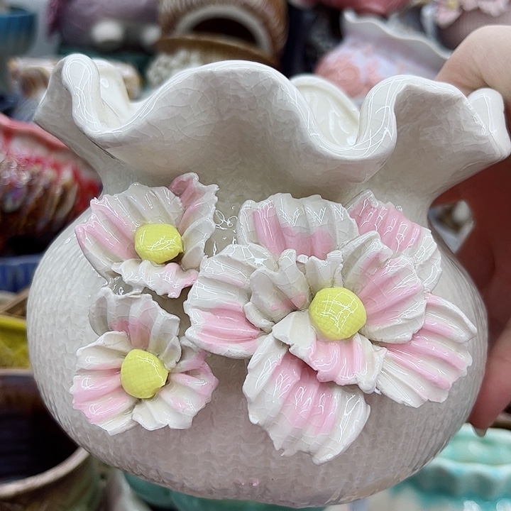 多肉绿植陶瓷花盆9.9包邮，有孔