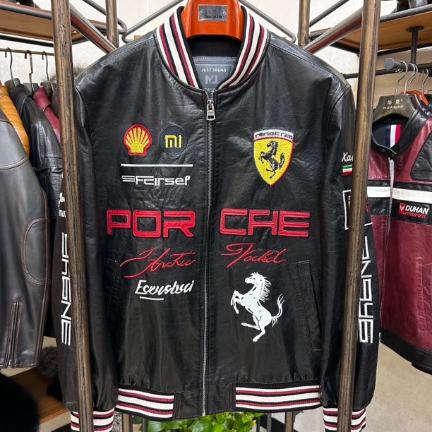 ZXT 男士真皮皮衣西班牙进口胎牛皮油蜡万针刺绣时尚潮款ZS25053