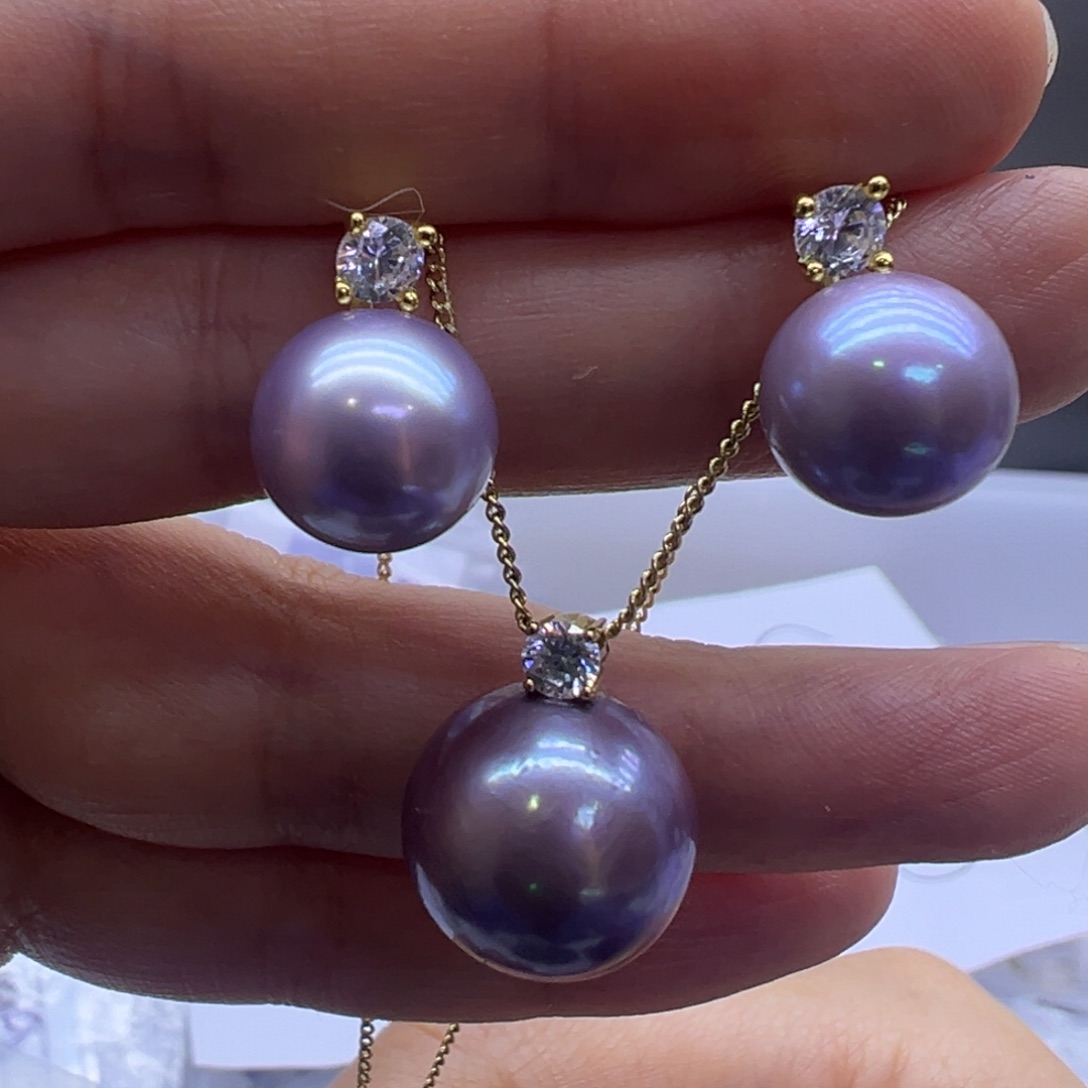 淡水珍珠吊坠(赠链)18K金镶嵌