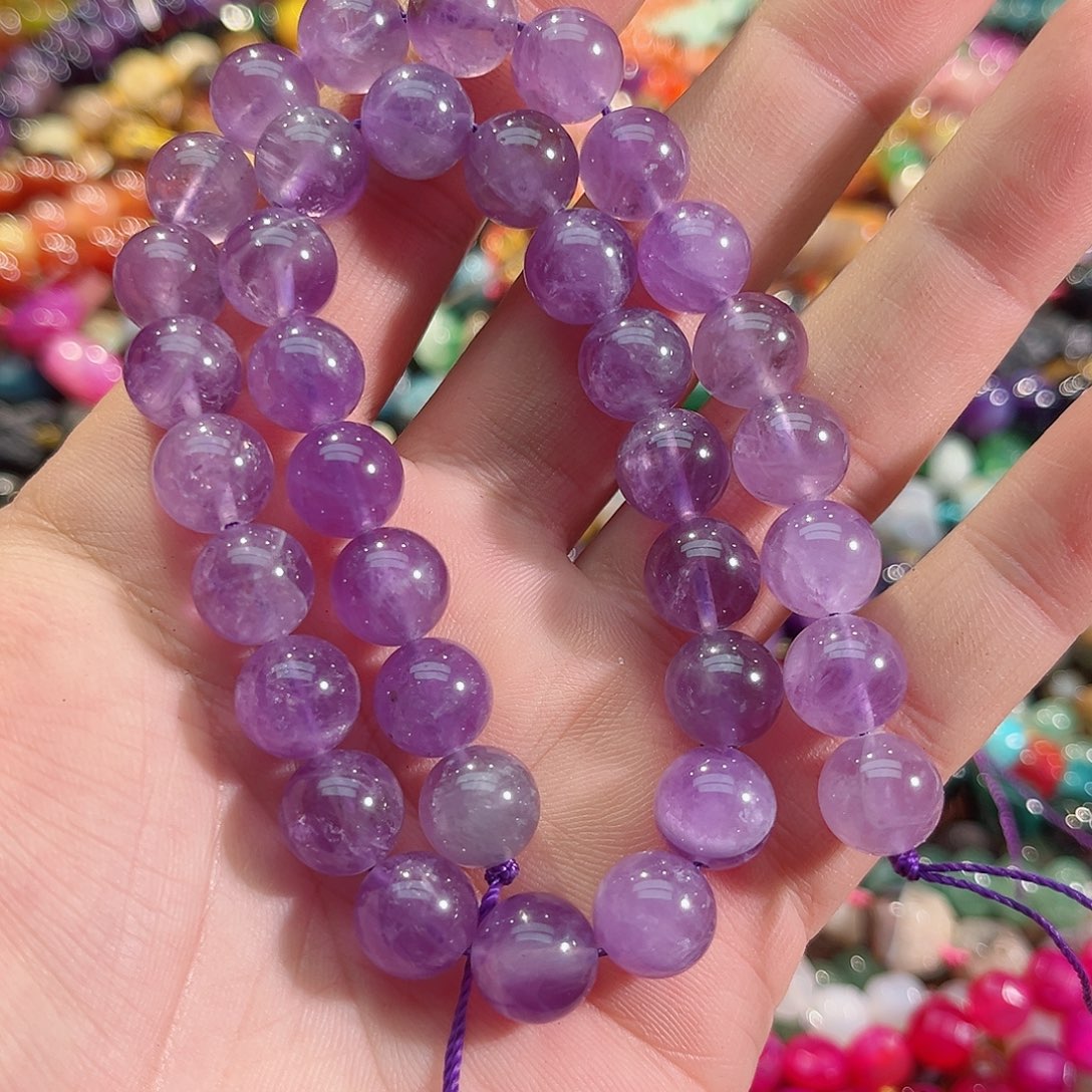 玛瑙/玉髓未镶嵌珠宝半成品紫水晶一条10.5mm