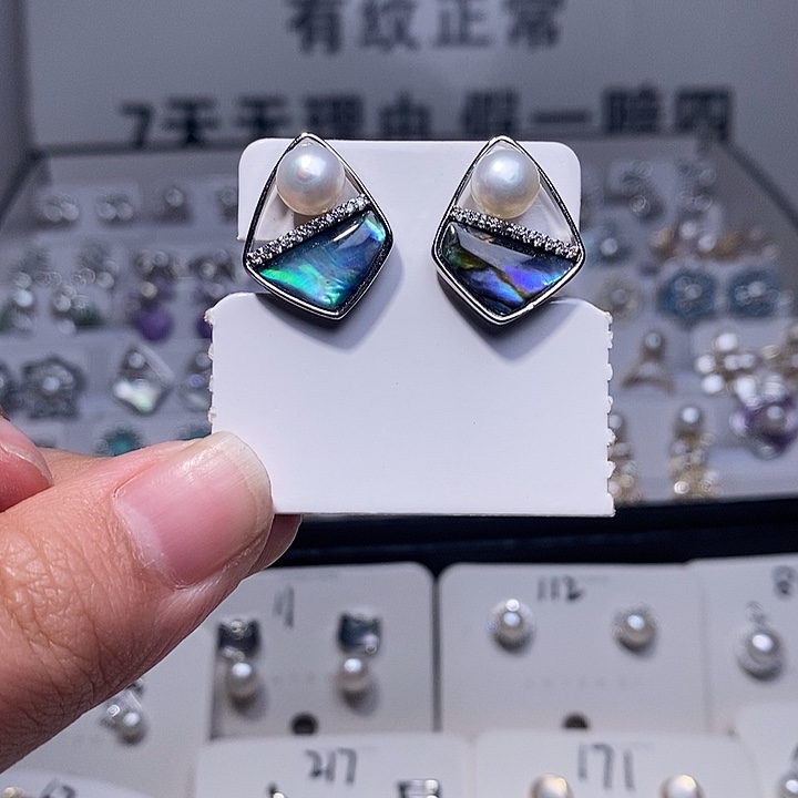 耳饰淡水珍珠银S925镶嵌