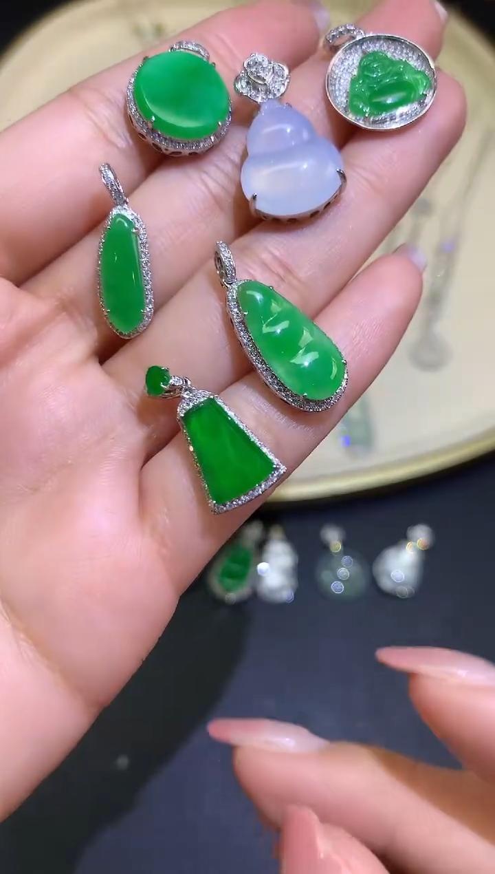 【小鱼严选 彩虹盘】翡翠吊坠-多样性发一件-18K金镶嵌-XY01|CXQ21