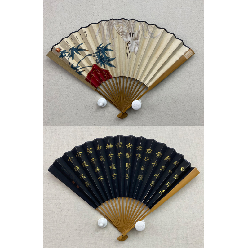 F12  《花鸟》  47x18cmx2  纸本扇面