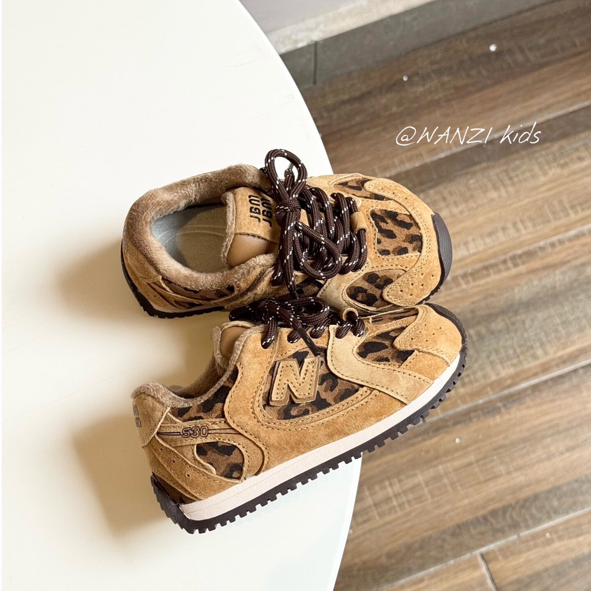 韩版复古豹纹德训鞋加绒二棉鞋2025冬季新款男女童运动鞋保暖鞋子