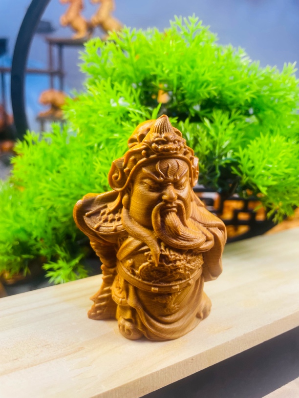 崖柏木雕武财神关二爷手把摆件