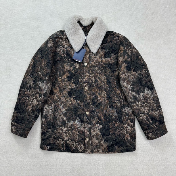 未使用 LouisVuitton/路易威登 老花可拆卸毛领夹克/50码/WL1704
