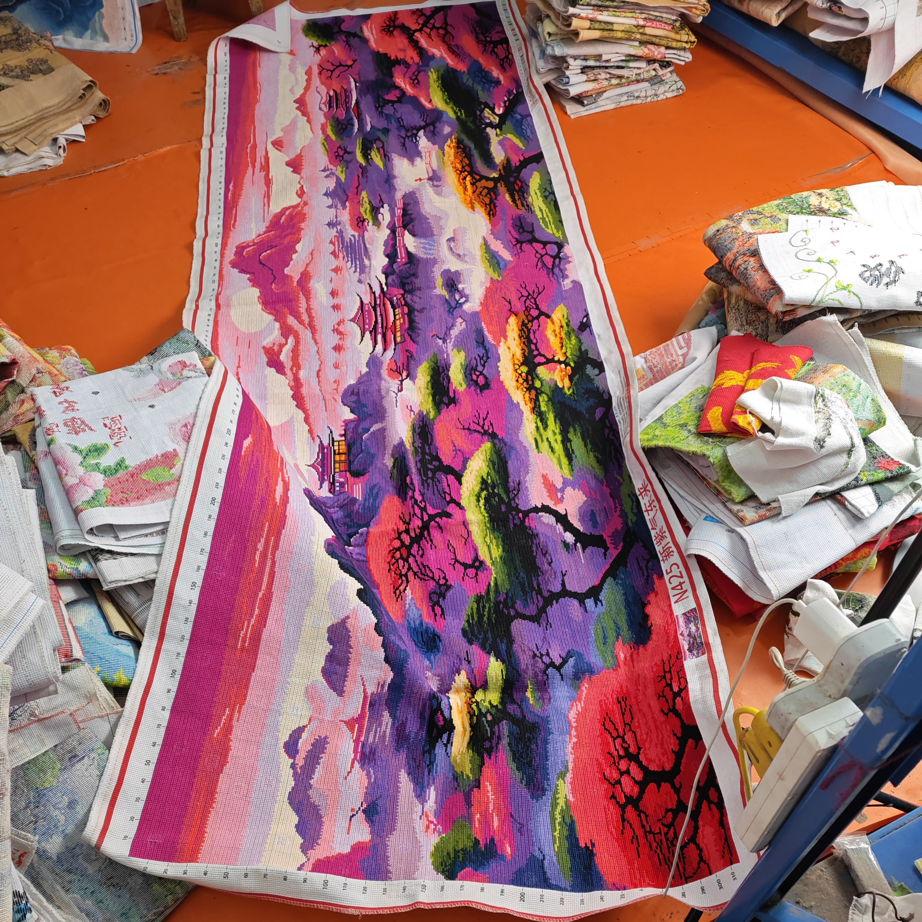 纯手工十字绣成品紫气东来300×100.cm客厅满绣挂画