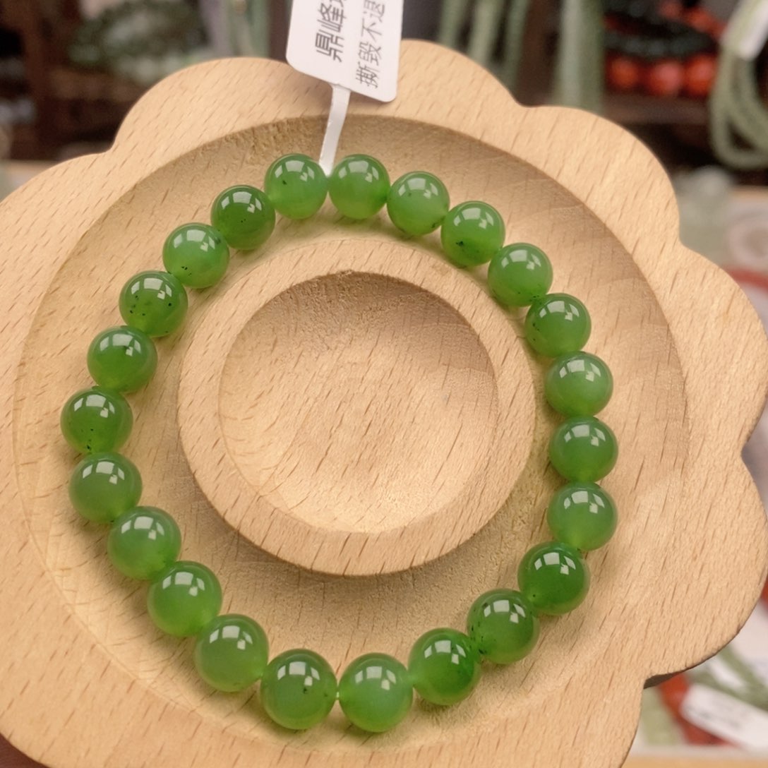 和田玉（碧玉）手链未镶嵌微瑕有矿点介意慎拍