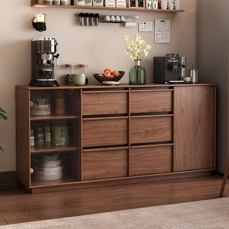 中古风实木餐边柜一体靠墙现代简约北欧厨房客厅储物柜茶水柜边柜