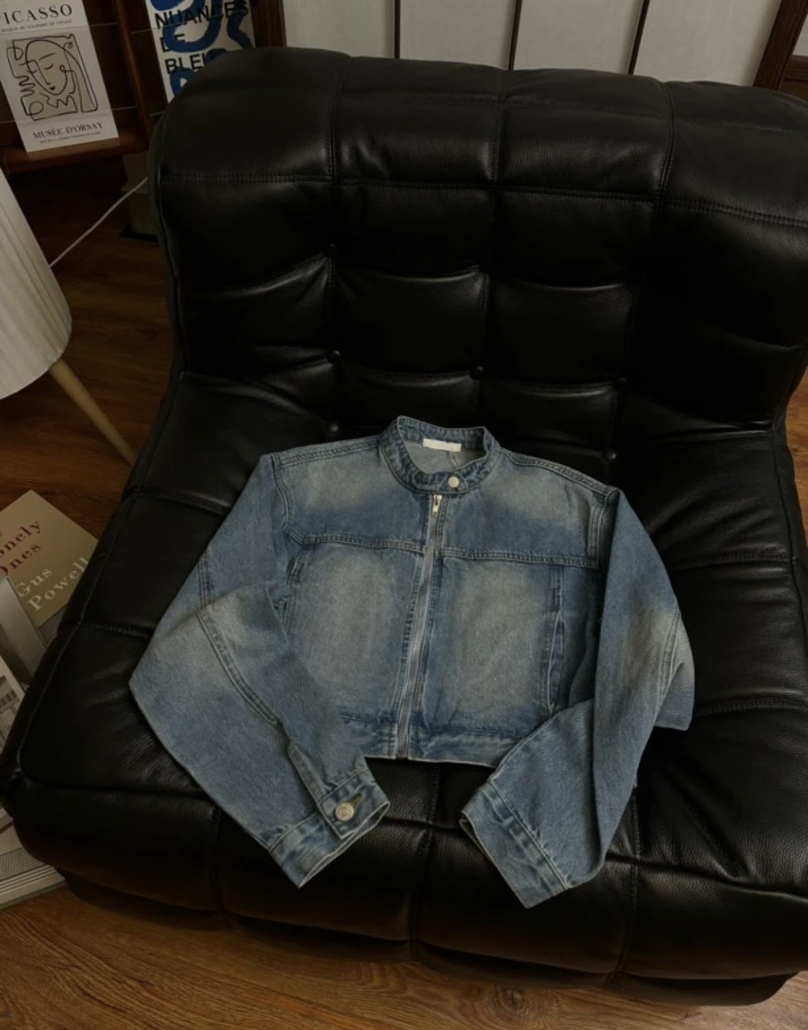 方块儿 女款牛仔衣圆领牛仔外套上衣夹克