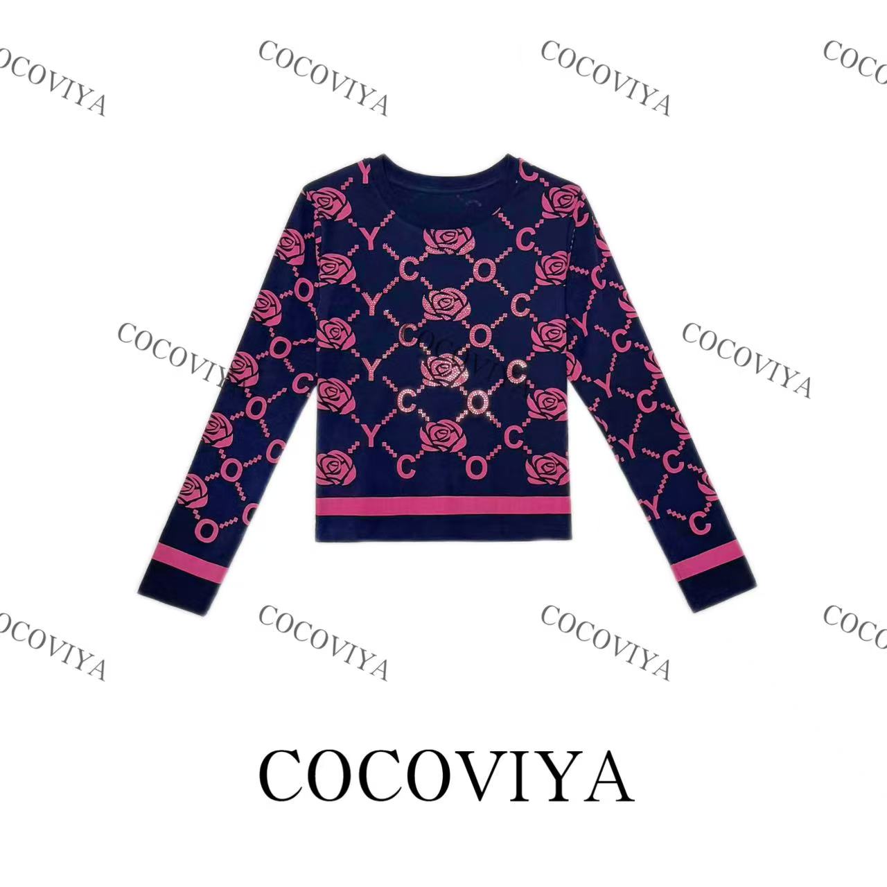 COCOVIYA【C】2025 （山茶花条纹）秋季百搭时尚休闲上衣26C-856